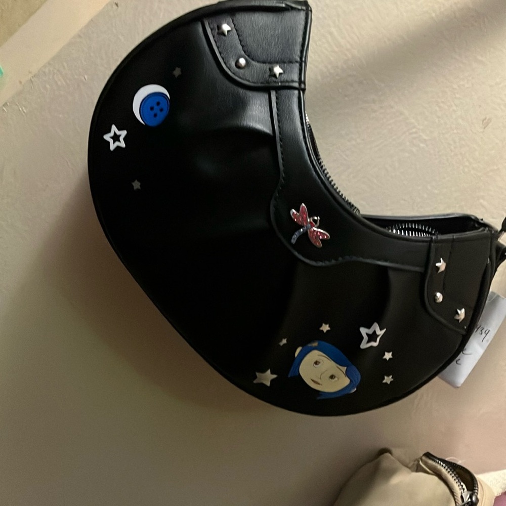 Hot Topic Black and Blue Crescent Moon Bag Coraline Bag